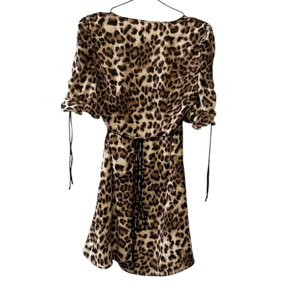 Leopard Print Wrap Mini Dress - Picture 3 of 4